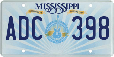 MS license plate ADC398