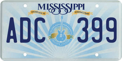 MS license plate ADC399