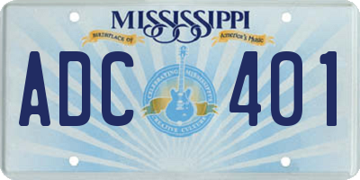 MS license plate ADC401