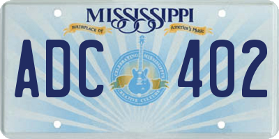 MS license plate ADC402