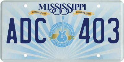 MS license plate ADC403