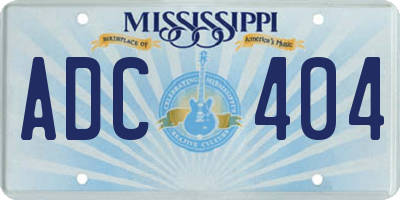 MS license plate ADC404