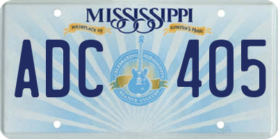 MS license plate ADC405