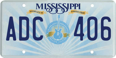 MS license plate ADC406