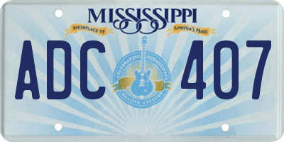 MS license plate ADC407