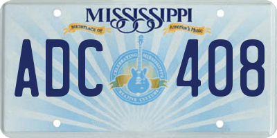 MS license plate ADC408