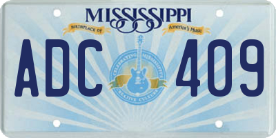 MS license plate ADC409