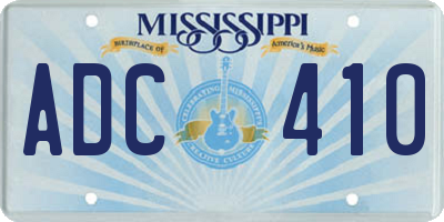 MS license plate ADC410