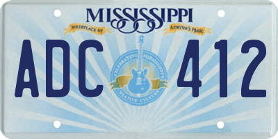 MS license plate ADC412