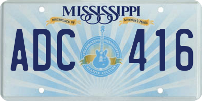MS license plate ADC416