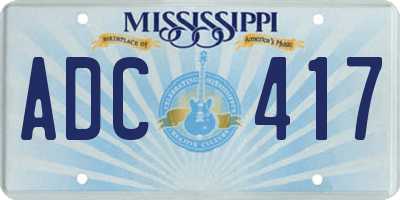 MS license plate ADC417