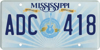 MS license plate ADC418