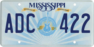 MS license plate ADC422