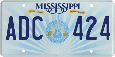 MS license plate ADC424