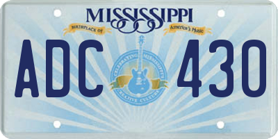 MS license plate ADC430