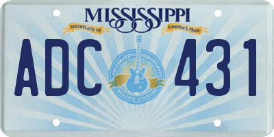 MS license plate ADC431