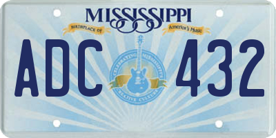 MS license plate ADC432