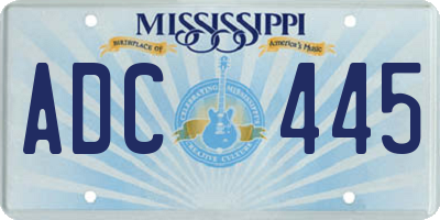 MS license plate ADC445