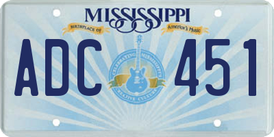 MS license plate ADC451