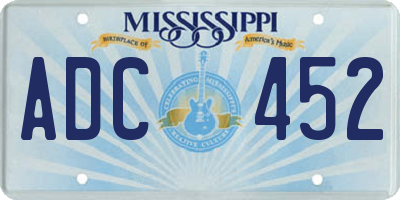 MS license plate ADC452