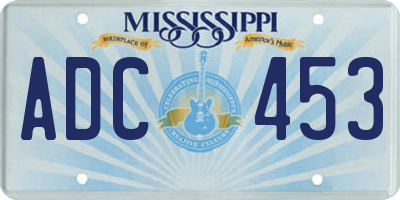 MS license plate ADC453