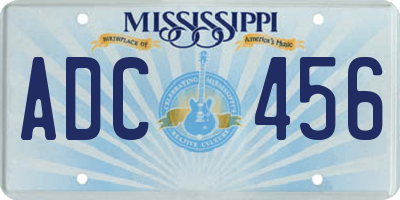 MS license plate ADC456