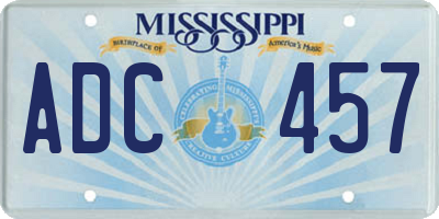 MS license plate ADC457