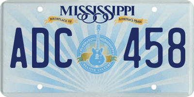 MS license plate ADC458