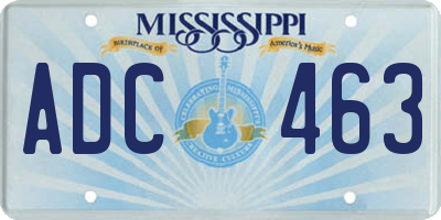 MS license plate ADC463