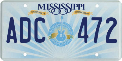MS license plate ADC472