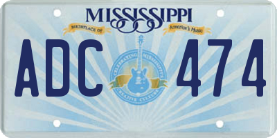 MS license plate ADC474