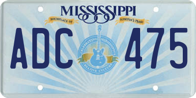 MS license plate ADC475