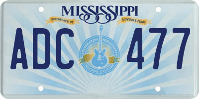 MS license plate ADC477