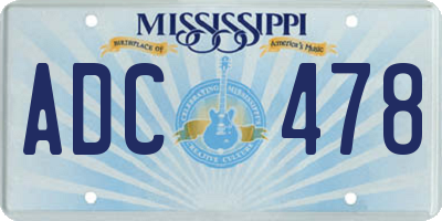 MS license plate ADC478