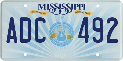 MS license plate ADC492