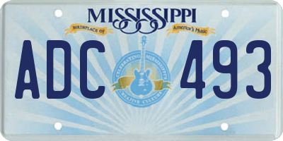 MS license plate ADC493