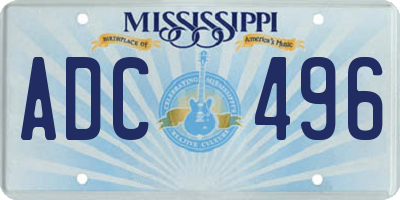 MS license plate ADC496