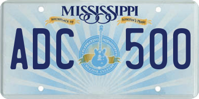 MS license plate ADC500