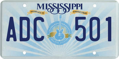 MS license plate ADC501