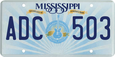 MS license plate ADC503