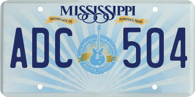 MS license plate ADC504