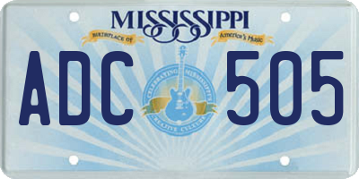 MS license plate ADC505