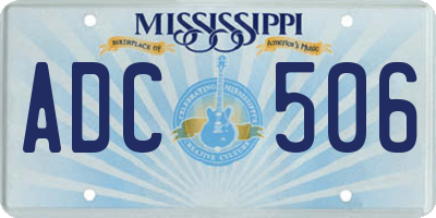MS license plate ADC506