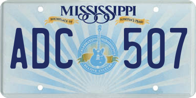 MS license plate ADC507