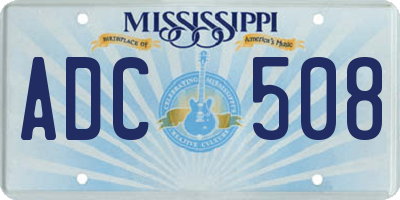 MS license plate ADC508