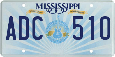 MS license plate ADC510