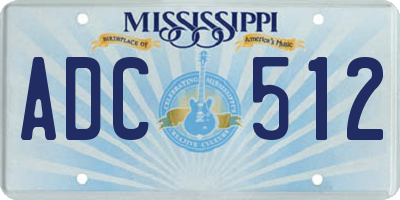 MS license plate ADC512