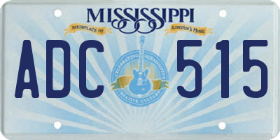 MS license plate ADC515