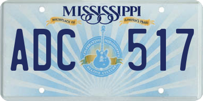 MS license plate ADC517