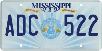 MS license plate ADC522
